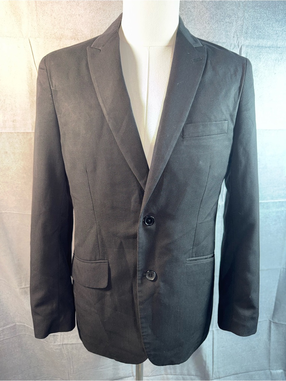 2274-Alfani Black Two-Button Notch Lapel Sport Coat